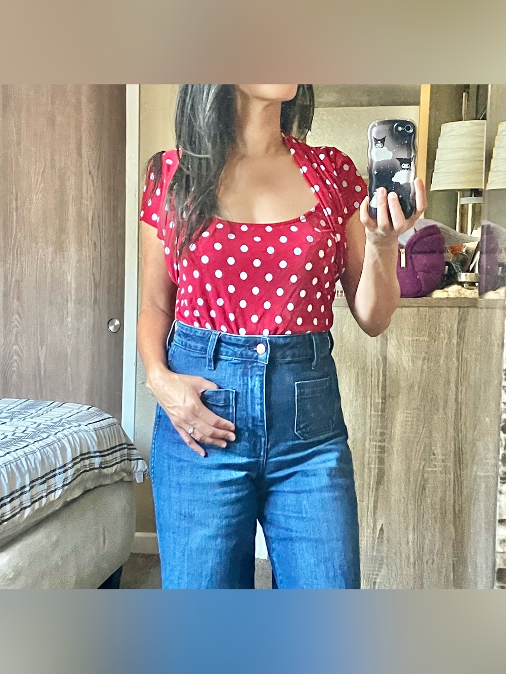 Frederick’s of Hollywood polka dot blouse
